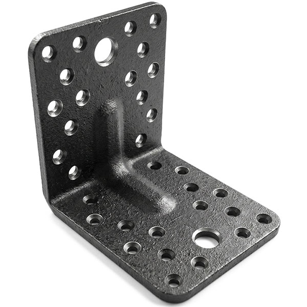 MINUTEX Piastra Giunzione Piegata Nervata MM 90X100X3 in Acciaio Grafite - MINUTEX
